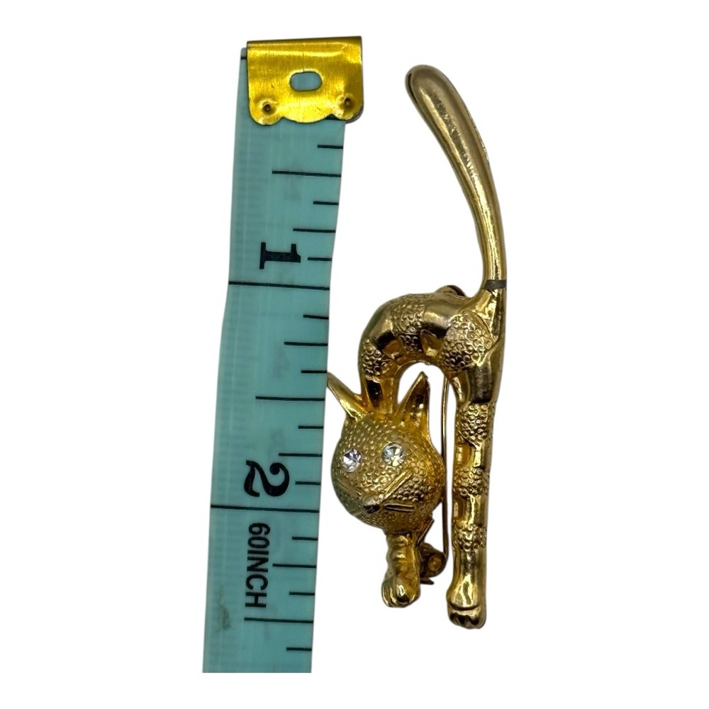 Gold Tone Cat Brooch - Picture 4 of 5